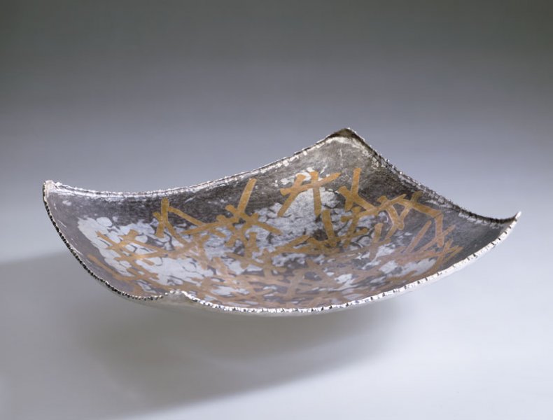 Piece -- materials: silver, brass; dimensions: 27 x 27 x 8h;