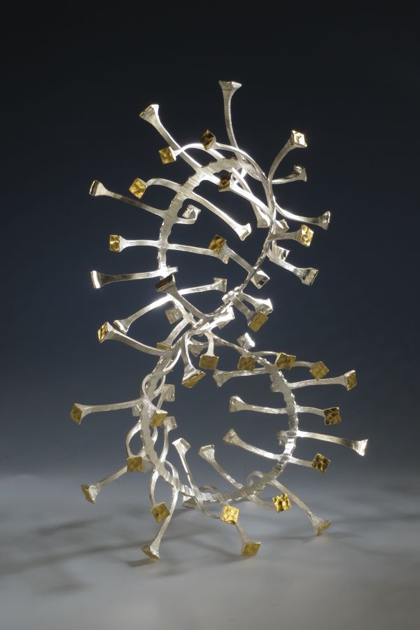 Piece -- materials: silver, gold leaf; dimensions: 25 x 25 x 36 h cm;
