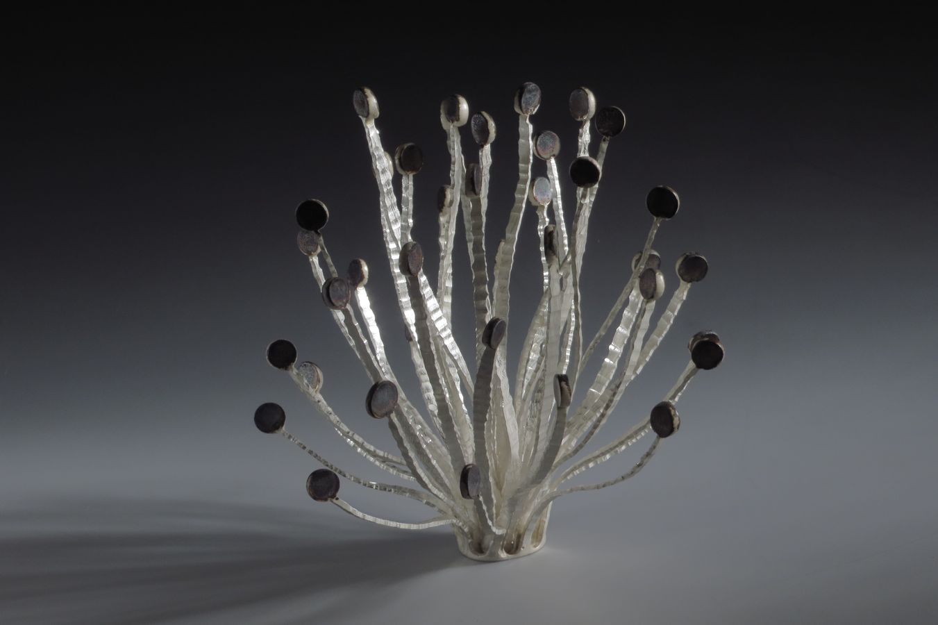 Piece -- materials: silver, partly patinated; dimensions: diameter 15 x h 16 cm;